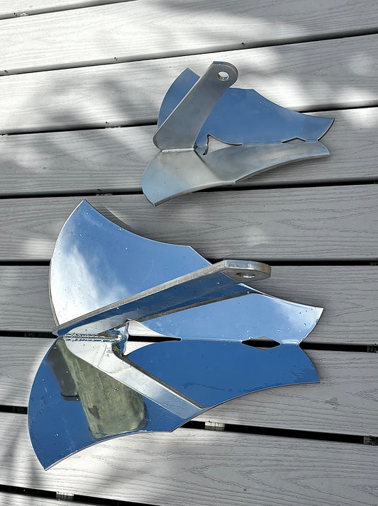 The Lady Pair - 27lb Stainless Steel Anchor(Mirror Finish Polish) + 12lb Throw Anchor (Satin Finish Polish)